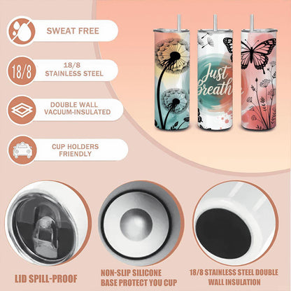 Watercolor Butterfly Tumbler: Stainless Steel 20oz Floral Cup, Inspirational Gift