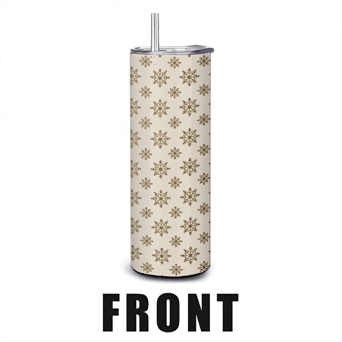 Golden Snowflake Stainless Steel Tumbler: 20oz Insulated Winter Cup