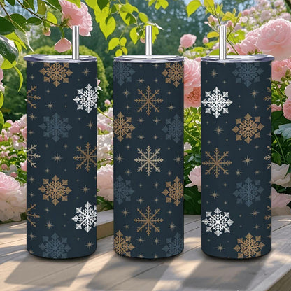 Midnight Snowfall Tumbler: 20oz Insulated Stainless Steel Winter Cup