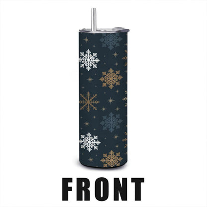 Midnight Snowfall Tumbler: 20oz Insulated Stainless Steel Winter Cup