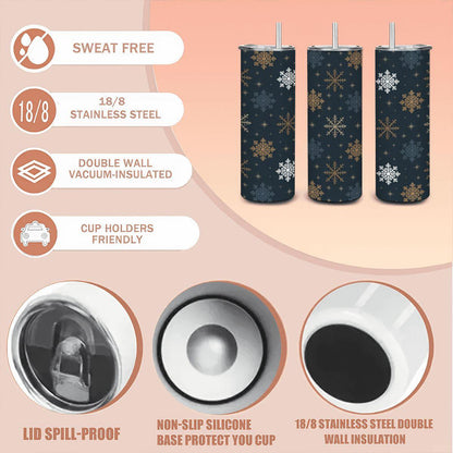 Midnight Snowfall Tumbler: 20oz Insulated Stainless Steel Winter Cup