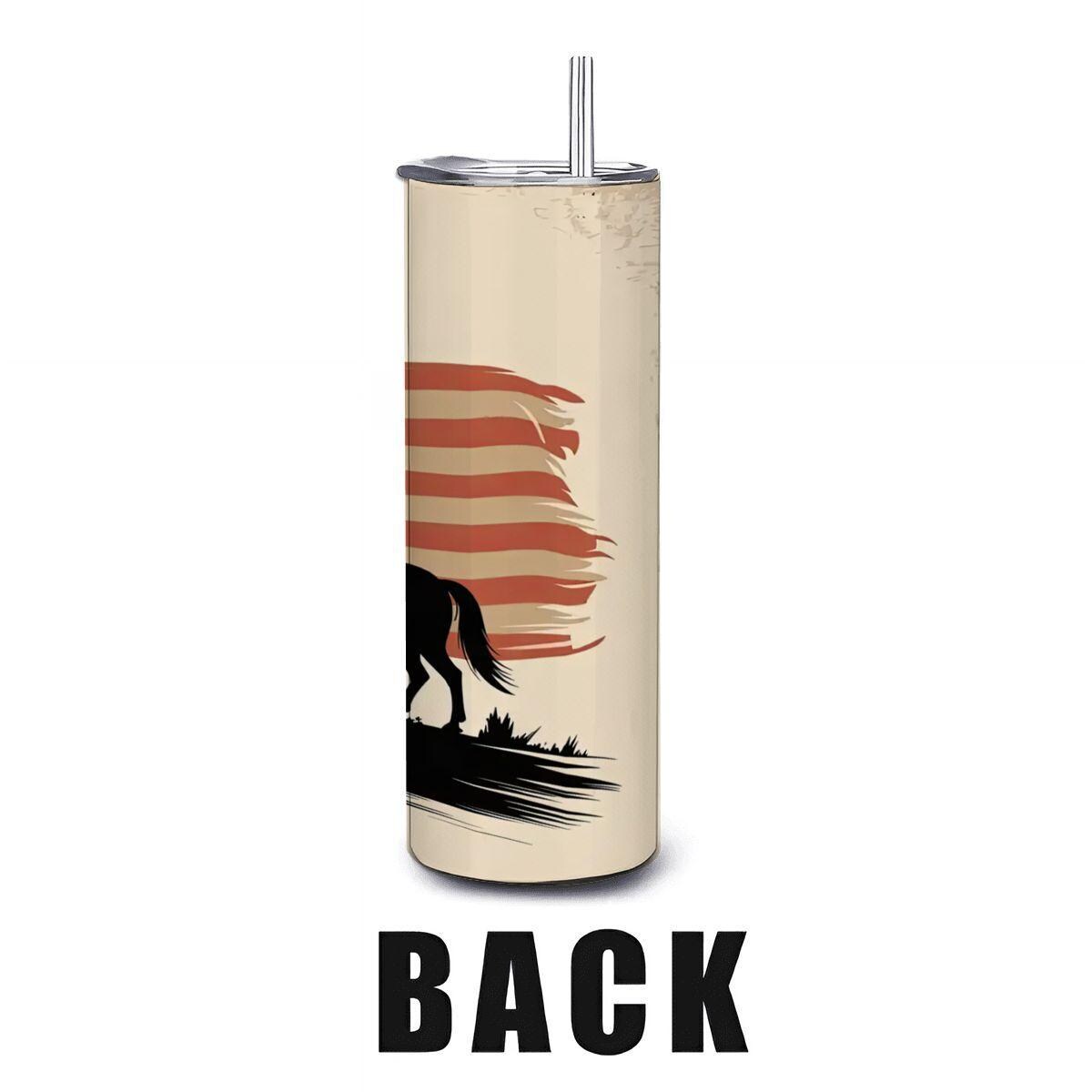 Cowboy American Flag Tumbler: 20oz Stainless Steel Western Cup