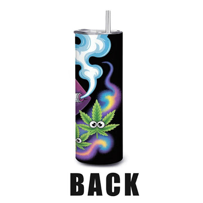Pop Art Leaf Lips Tumbler: Retro Colorful Stainless Steel Insulated Mug