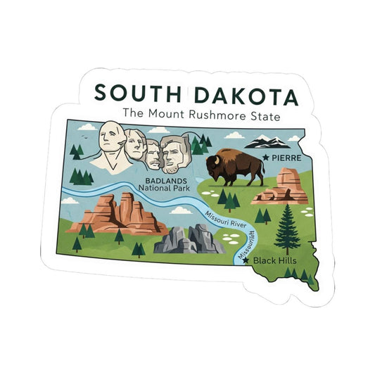 ColorFlow | South Dakota Vinyl Sticker Pack | Mount Rushmore Badlands Bison Art | Waterproof Glossy Matte Holographic