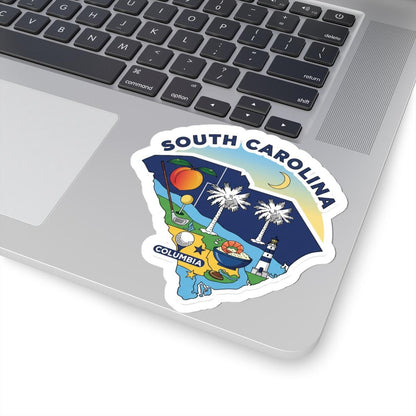 ColorFlow | South Carolina Vinyl Sticker Pack | Palmetto State Art Peaches Palms Golf | Waterproof Glossy Matte Holographic