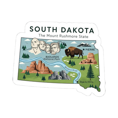 ColorFlow | South Dakota Vinyl Sticker Pack | Mount Rushmore Badlands Bison Art | Waterproof Glossy Matte Holographic