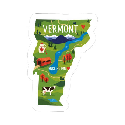 ColorFlow | Vermont Vinyl Sticker Pack | Maple Syrup Cow Covered Bridge Art | Waterproof Glossy Matte Holographic