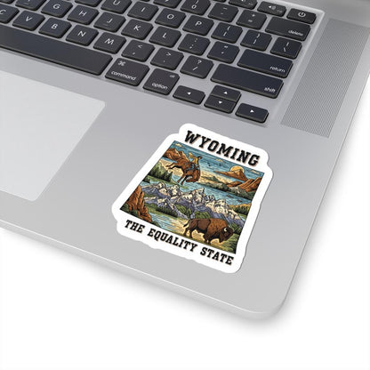 ColorFlow | Wyoming Vinyl Sticker Pack | Equality State Cowboy Bison Mountain Art | Waterproof Glossy Matte Holographic