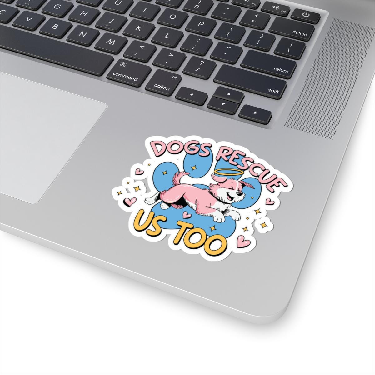 ColorFlow | Dogs Rescue Us Too Vinyl Sticker | Waterproof Art Sticker | Rescue Dog Decal | Sticker Pack | Cute Dog Stickers