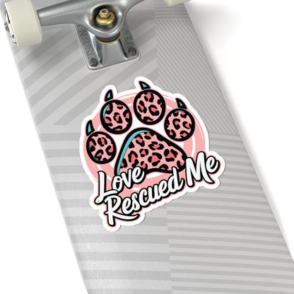 ColorFlow | Love Rescued Me Vinyl Sticker | Animal Rescue Art Sticker | Waterproof Dog Paw Decal | Cute Sticker Pack | Pet Lover Gift