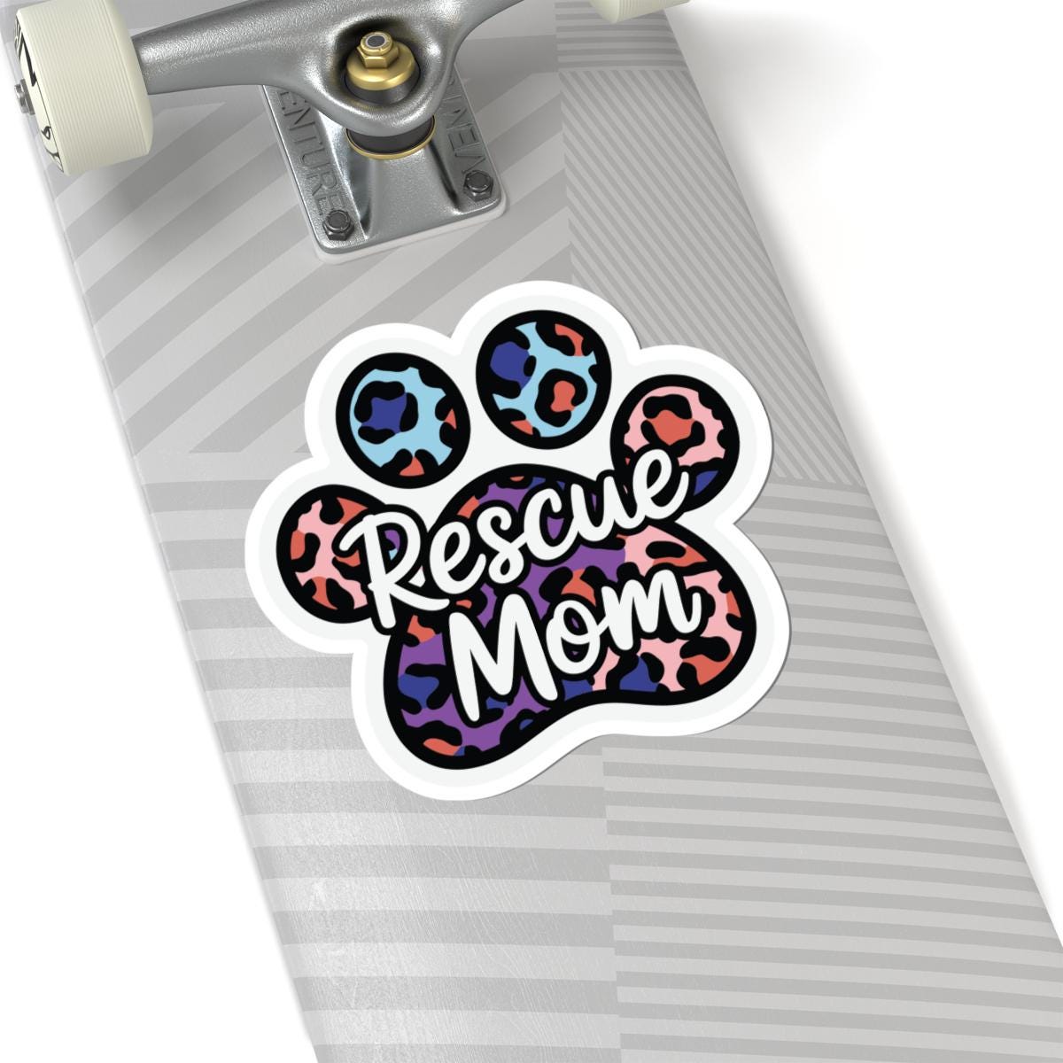 ColorFlow | Rescue Mom Vinyl Sticker | Animal Rescue Paw Art Sticker | Dog Mom Gift | Waterproof Sticker Pack | Premium Decal