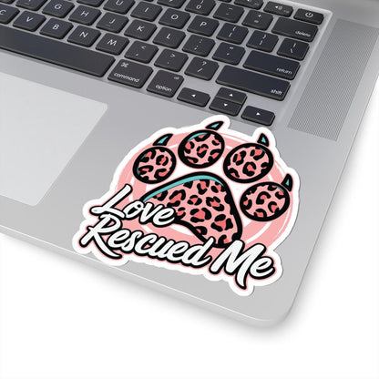 ColorFlow | Love Rescued Me Vinyl Sticker | Animal Rescue Art Sticker | Waterproof Dog Paw Decal | Cute Sticker Pack | Pet Lover Gift