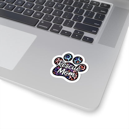 ColorFlow | Rescue Mom Vinyl Sticker | Animal Rescue Paw Art Sticker | Dog Mom Gift | Waterproof Sticker Pack | Premium Decal