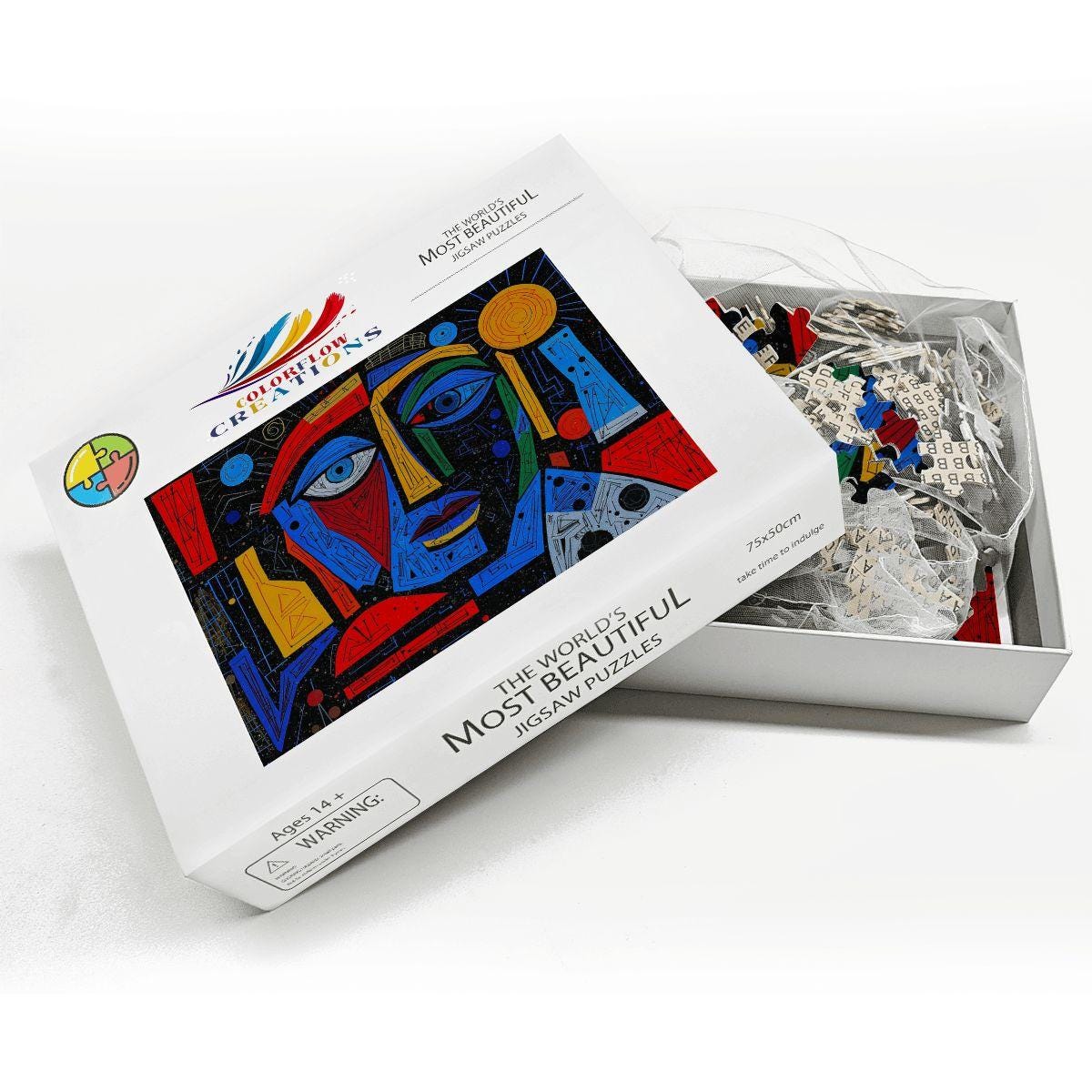 Picasso Inspired Wooden Jigsaw Puzzle - ColorFlow Prism Dreamscape