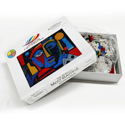 Picasso Inspired Wooden Jigsaw Puzzle - ColorFlow Prism Dreamscape