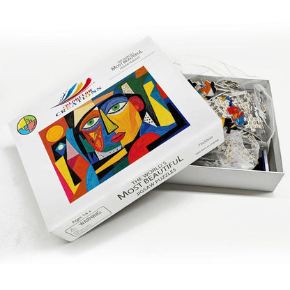 ColorFlow | Spectrum Muse Wooden Puzzle | Picasso Inspired Colorful Face Jigsaw | Modern Abstract Wood Puzzle
