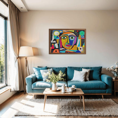 ColorFlow | Cosmic Reflection Wooden Puzzle | Picasso Inspired Abstract Face Jigsaw | Modern Art Wood Puzzle Gift