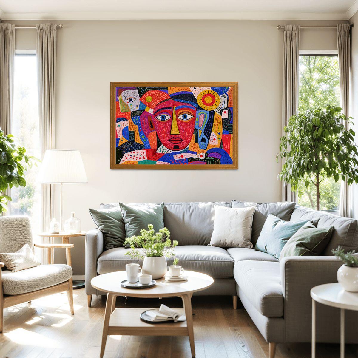 ColorFlow | Crimson Radiance Wooden Puzzle | Picasso Inspired Red Abstract Jigsaw | Modern Art Wood Puzzle Gift