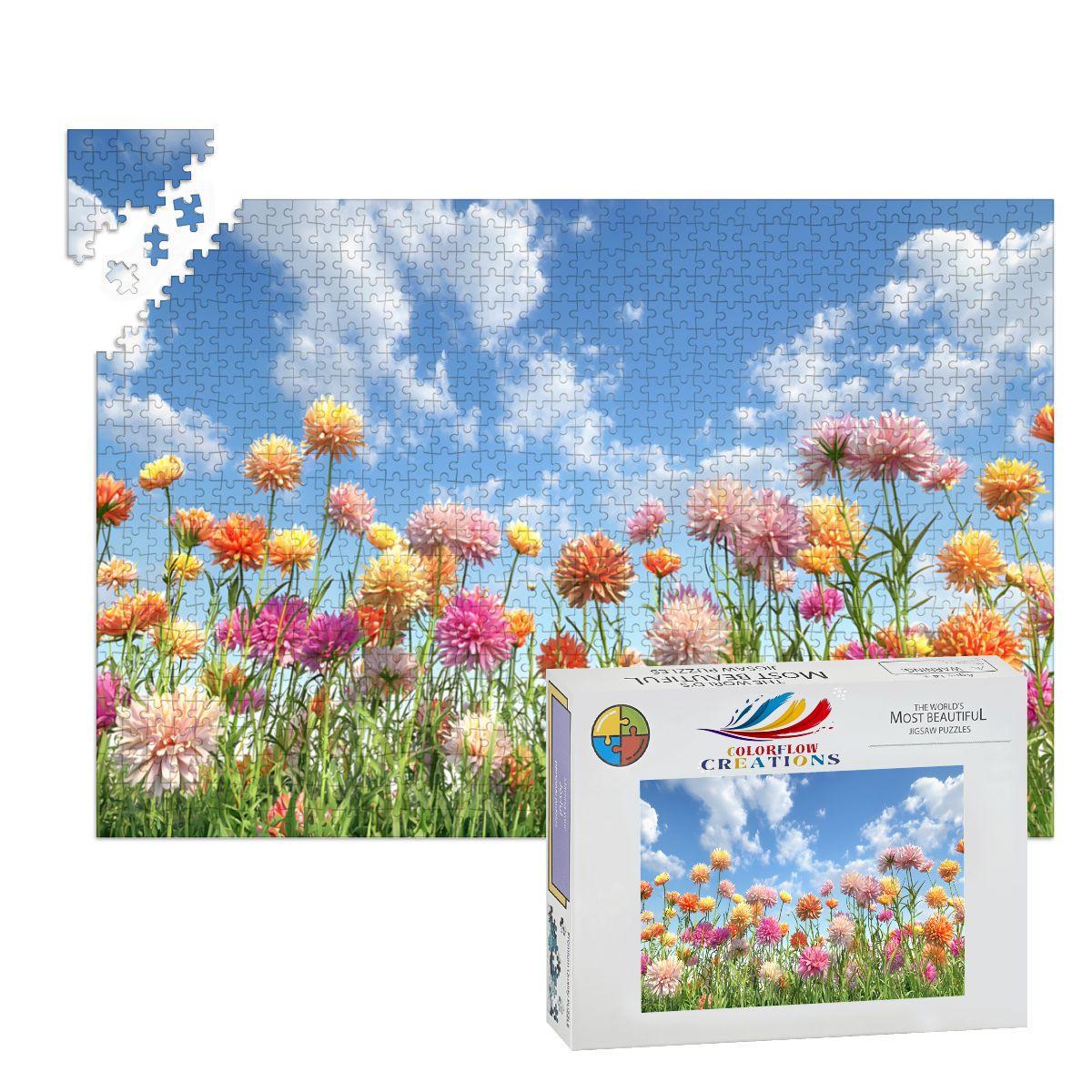 ColorFlow | Wooden Jigsaw Puzzle | Wildflower Meadow Art Wood Puzzle for Adults and Kids | Relaxing  Puzzle Gift