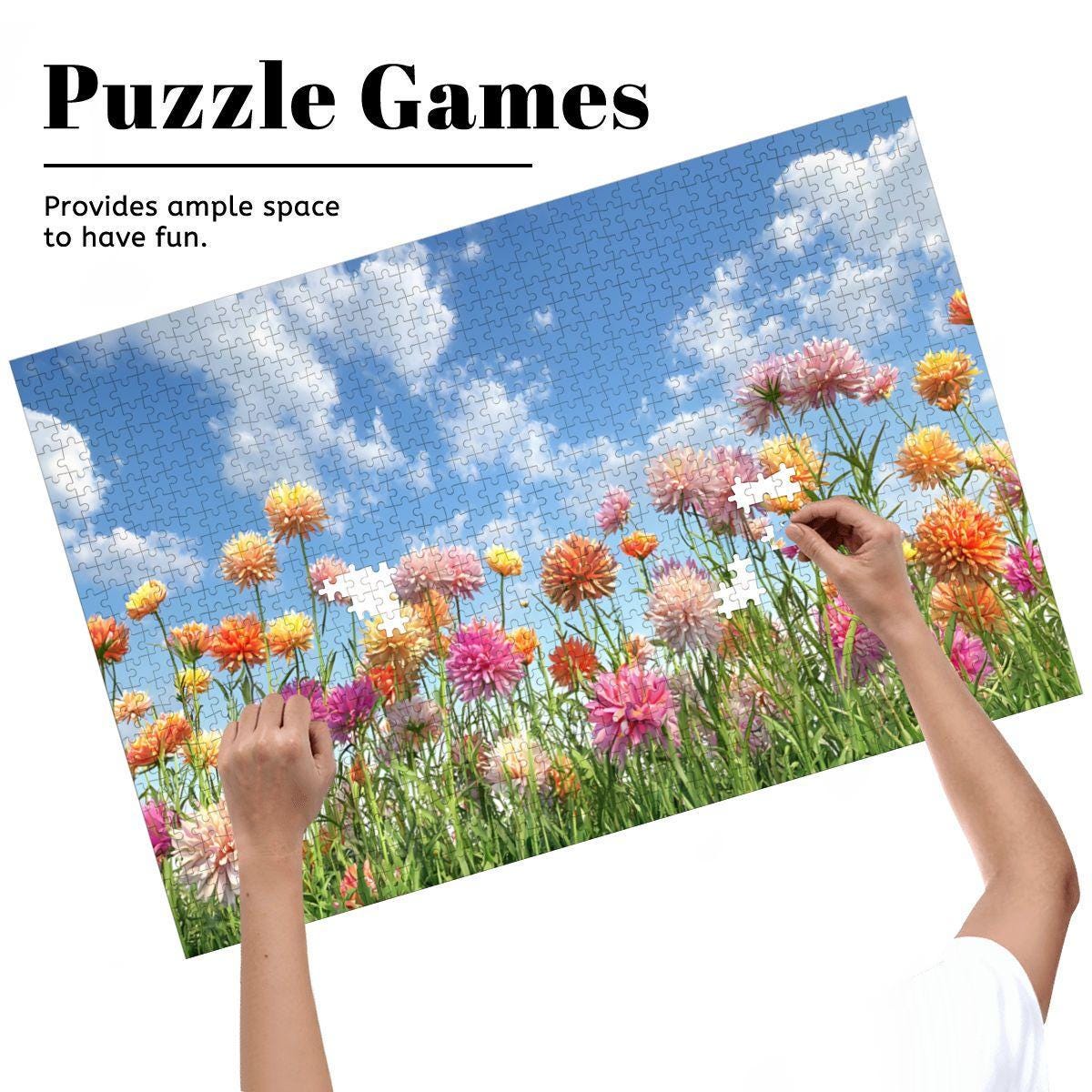 ColorFlow | Wooden Jigsaw Puzzle | Wildflower Meadow Art Wood Puzzle for Adults and Kids | Relaxing  Puzzle Gift