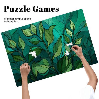 ColorFlow | Wooden Jigsaw Puzzle | Stained Glass Leaves Art Wood Puzzle for Adults and Kids | Relaxing  Puzzle Gift
