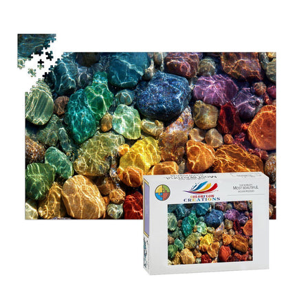 ColorFlow | Wooden Jigsaw Puzzle | Rainbow River Stones Art Wood Puzzle for Adults and Kids | Relaxing  Puzzle
