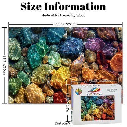 ColorFlow | Wooden Jigsaw Puzzle | Rainbow River Stones Art Wood Puzzle for Adults and Kids | Relaxing  Puzzle