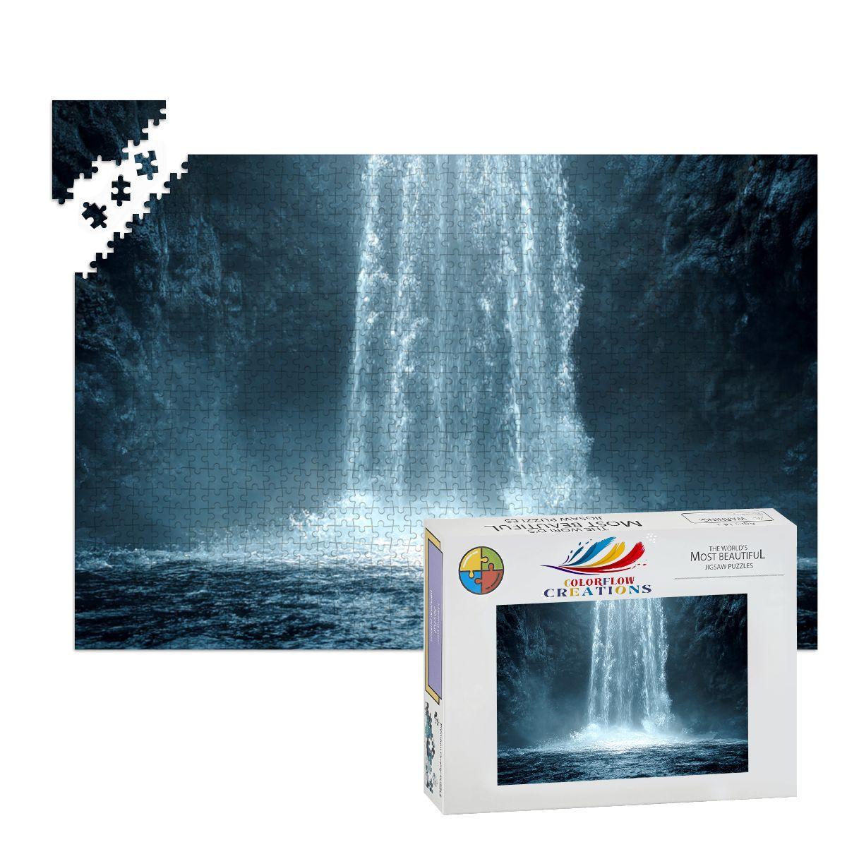 ColorFlow | Wooden Jigsaw Puzzle | Waterfall Serenity Art Wood Puzzle for Adults and Kids | Relaxing  Puzzle Gift