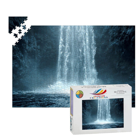 ColorFlow | Wooden Jigsaw Puzzle | Waterfall Serenity Art Wood Puzzle for Adults and Kids | Relaxing  Puzzle Gift