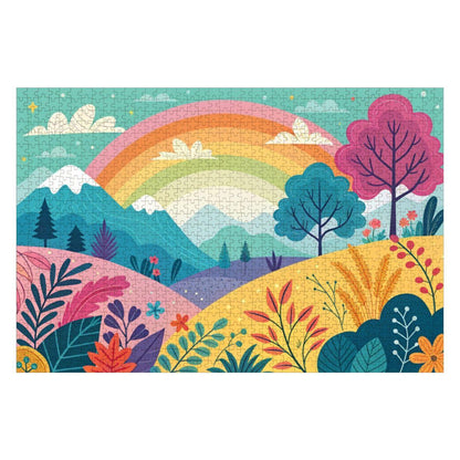 ColorFlow | Wooden Jigsaw Puzzle | Rainbow Mountain Landscape Art Wood Puzzle for Adults and Kids | Relaxing  Gift