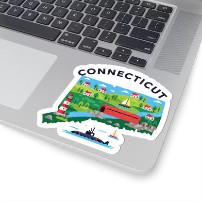 ColorFlow | Connecticut Vinyl Sticker | Durable Waterproof State Decal | Made in USA | Cute Art | Laptop Water Bottle