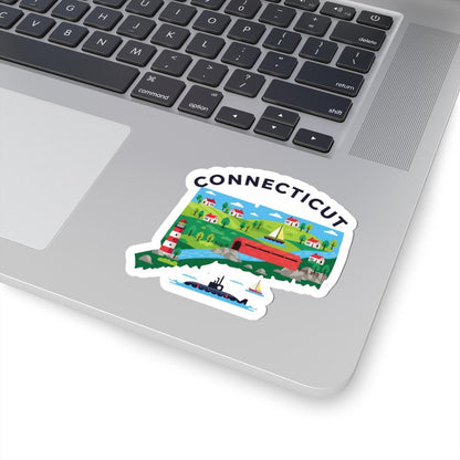 ColorFlow | Connecticut Vinyl Sticker | Durable Waterproof State Decal | Made in USA | Cute Art | Laptop Water Bottle