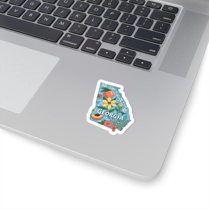 ColorFlow | Georgia Vinyl Sticker | Durable Peach State Decal | Waterproof | Made in USA | Floral Art | Laptop Water Bottle