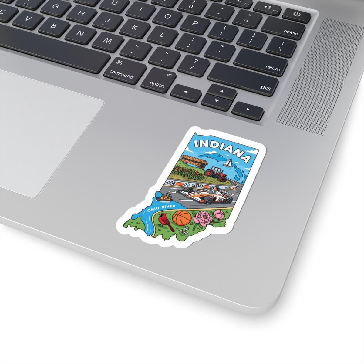 ColorFlow | Indiana Vinyl Sticker | State Decal | Waterproof Durable | Made in USA | Indy 500 Art | Laptop Water Bottle