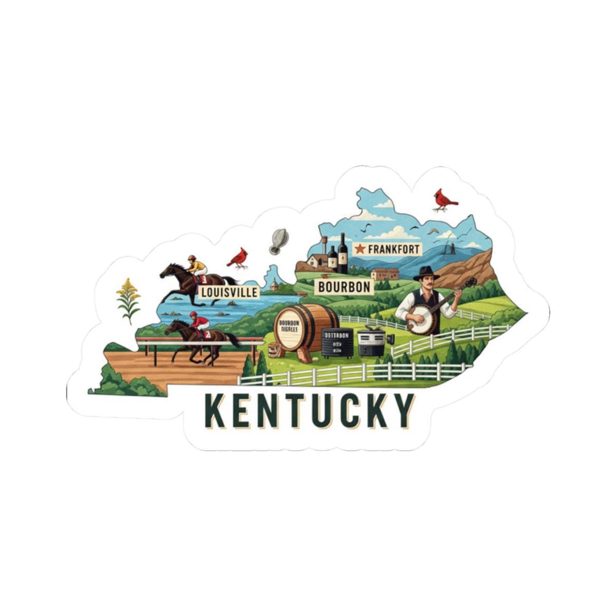 ColorFlow | Kentucky Vinyl Sticker | Waterproof State Decal | Durable Art | Made in USA | Horse Bourbon | Laptop Water Bottle