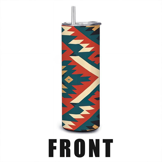 ColorFlow | Desert Aztec Southwestern Pattern 20oz Stainless Steel Tumbler with Straw | Insulated Tribal Travel Mug Gift