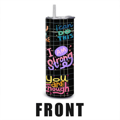 ColorFlow | Motivational Affirmations 20oz Stainless Steel Tumbler with Straw | Positive Vibes Insulated Travel Mug Gift