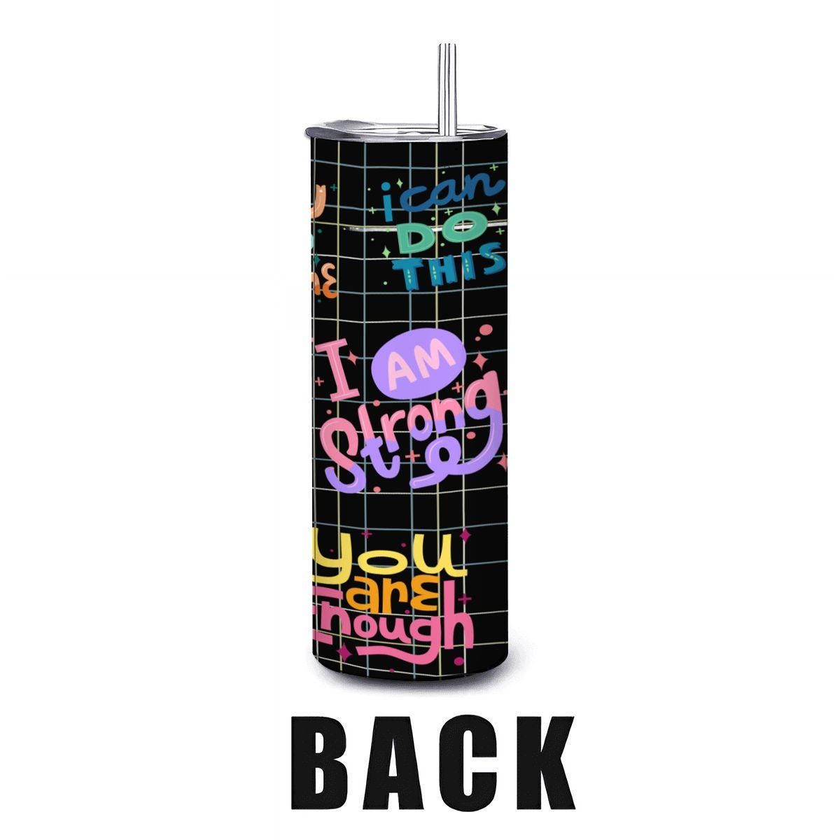 ColorFlow | Motivational Affirmations 20oz Stainless Steel Tumbler with Straw | Positive Vibes Insulated Travel Mug Gift