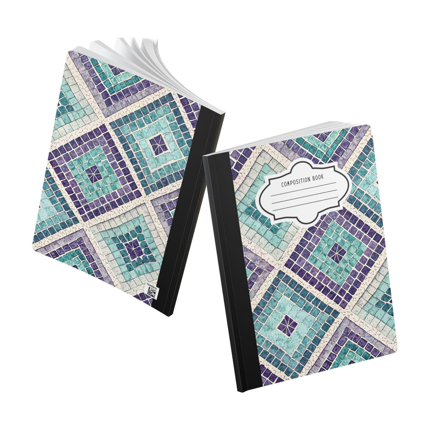 ColorFlow | Mosaic Tile Composition Notebook | Aesthetic College Ruled Journal | Artistic Writing Notebook Gift