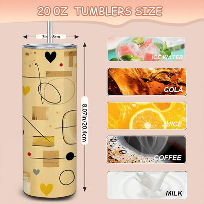 Abstract Geometric Heart Tumbler: 20oz Insulated Stainless Steel Mug
