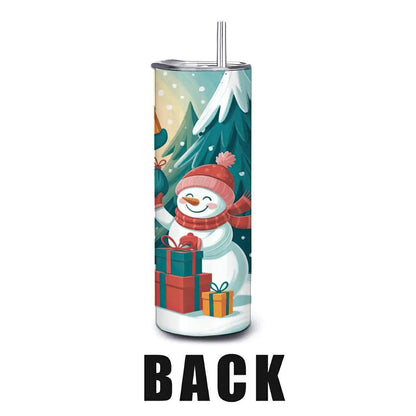 Festive Snowman Family Tumbler: 20oz Insulated Stainless Steel Christmas Mug