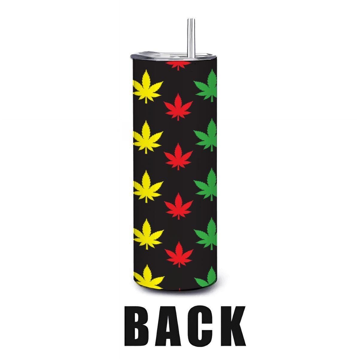 ColorFlow | Rasta Leaf Vibes Tumbler 20oz | Red Yellow Green Cannabis Stainless Steel Cup | Weed Lover Gift