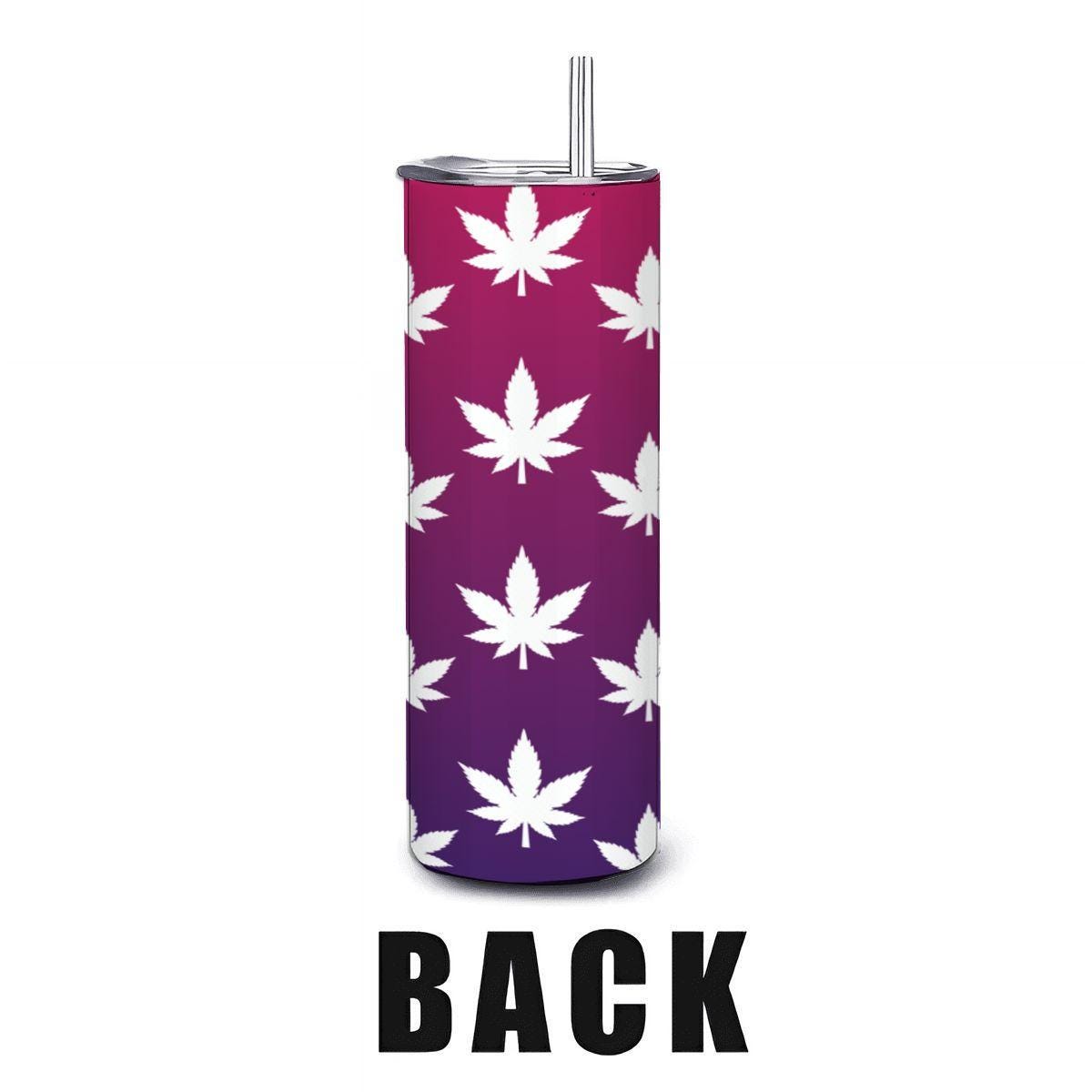 ColorFlow | Magenta Dream Leaf Tumbler 20oz | Purple Gradient Cannabis Steel Cup | Weed Gift for Stoner Women