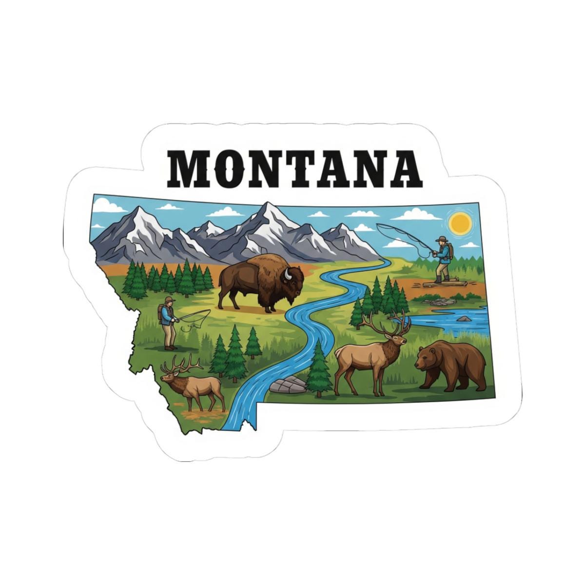 ColorFlow | Montana Vinyl Sticker | Big Sky Country Decal | Waterproof Durable | Made in USA | Bison Art | Laptop Water Bottle