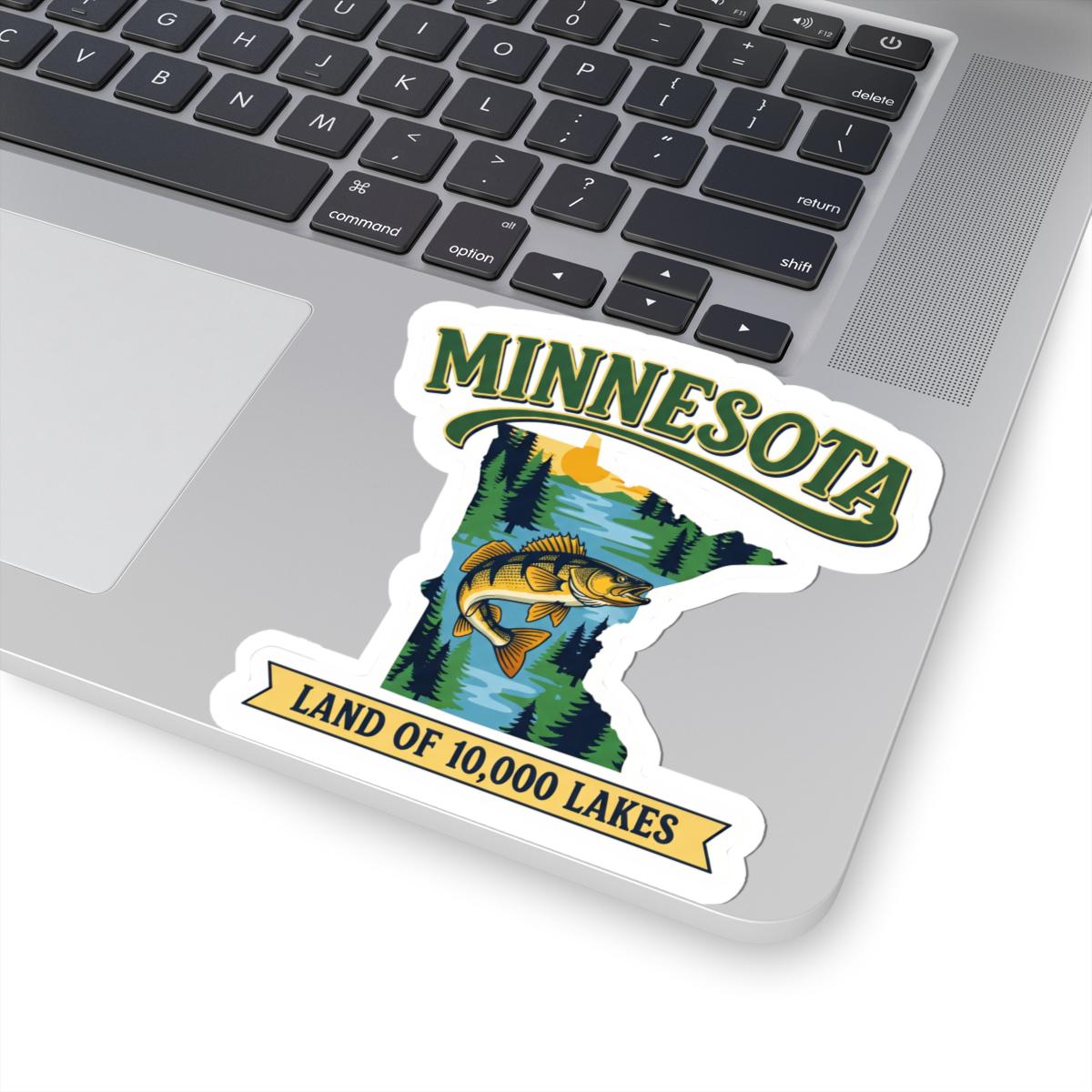 ColorFlow | Minnesota Vinyl Sticker | Land of 10000 Lakes Decal | Waterproof Durable | Made in USA | Fishing Art | Laptop Water Bottle