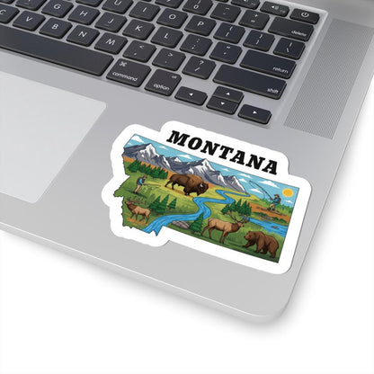 ColorFlow | Montana Vinyl Sticker | Big Sky Country Decal | Waterproof Durable | Made in USA | Bison Art | Laptop Water Bottle