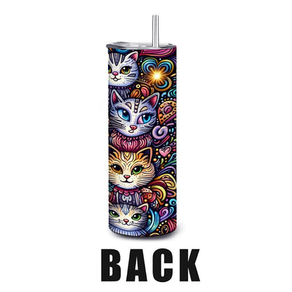 ColorFlow | Crazy Cat Lady Cat Tumbler | 20oz Stainless Steel Tumbler with Straw | Gift for Cat Lovers | Cat Mom Cup | Coffee Travel Mug