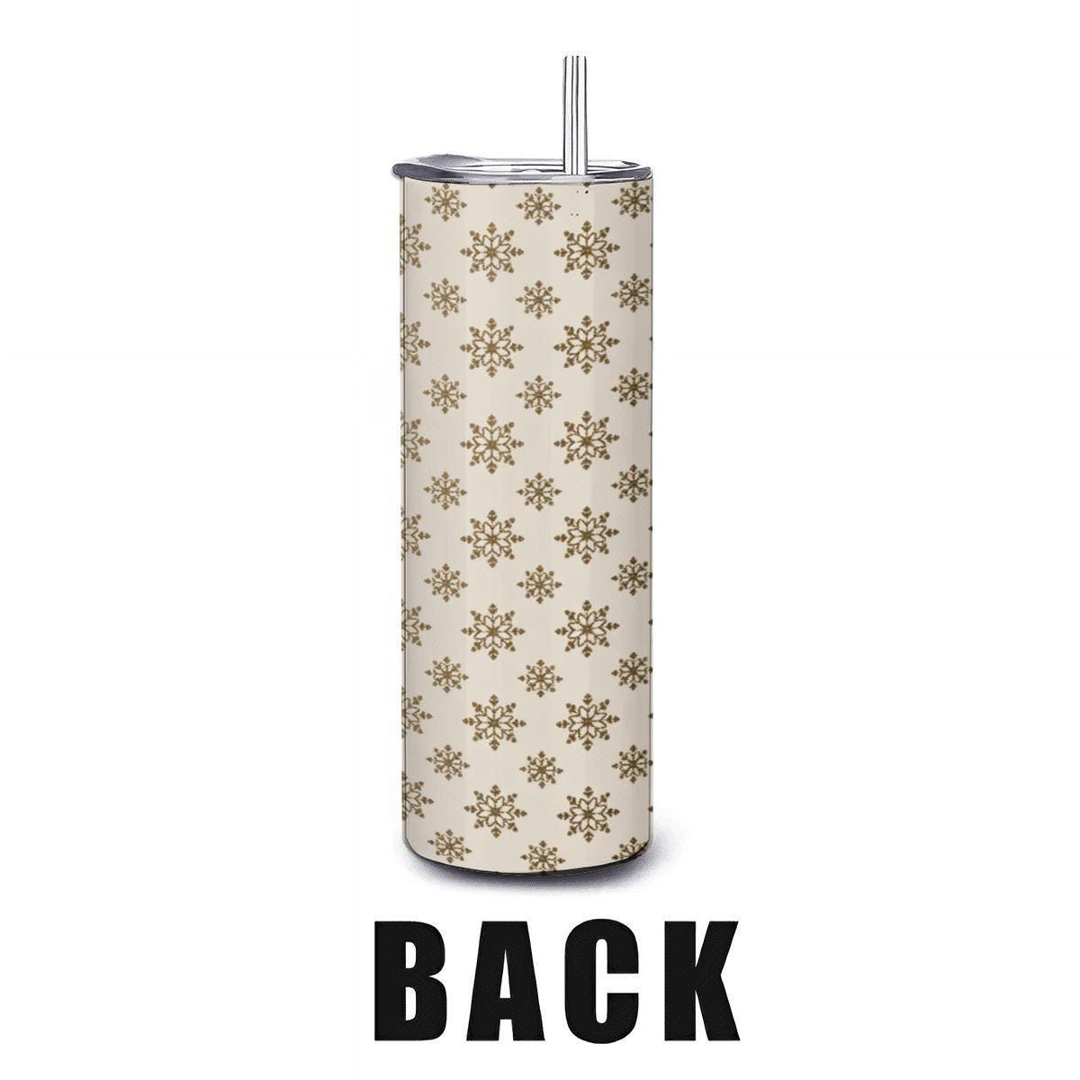 Golden Snowflake Stainless Steel Tumbler: 20oz Insulated Winter Cup