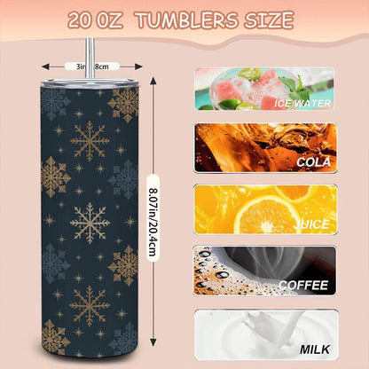 Midnight Snowfall Tumbler: 20oz Insulated Stainless Steel Winter Cup