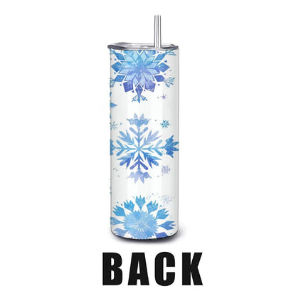 Icy Blue Snowflake Tumbler: 20oz Stainless Steel Insulated Winter Cup